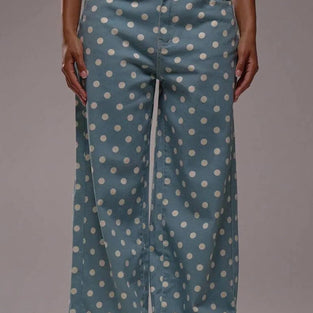 Polka Dot High-Waist Straight Jeans