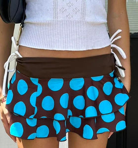Polka Dot Ruffle Mini Skirt