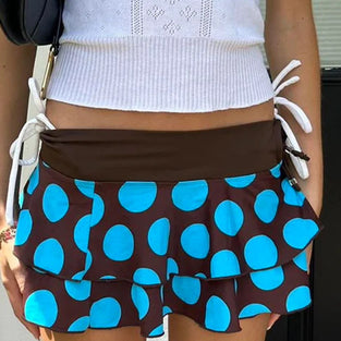 Polka Dot Ruffle Mini Skirt