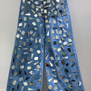 Reflective Straight Denim Jeans