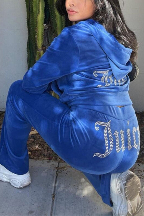 Rhinestone Hoodie Jogger Set