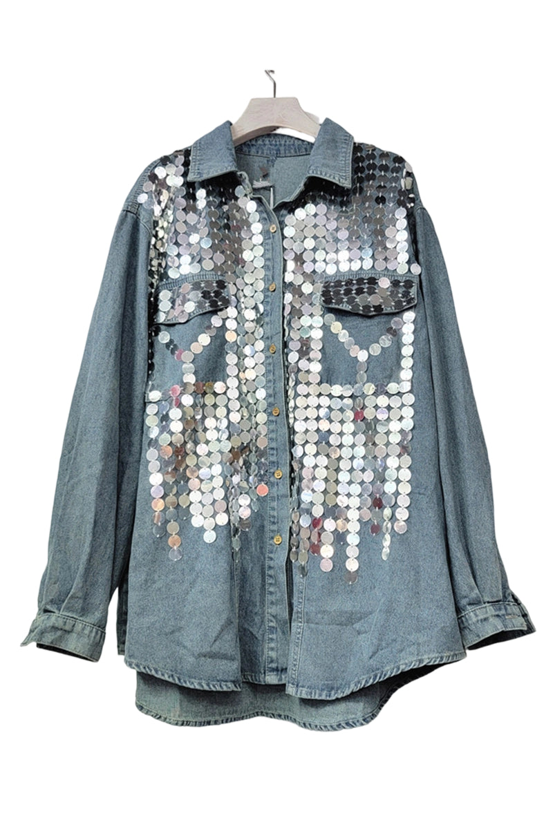 Sequin Embellished Denim Jacket