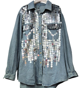 Sequin Embellished Denim Jacket