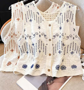 Floral Pattern Sweater Vest