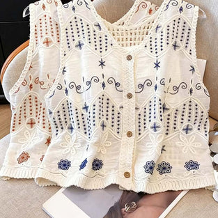 Floral Pattern Sweater Vest