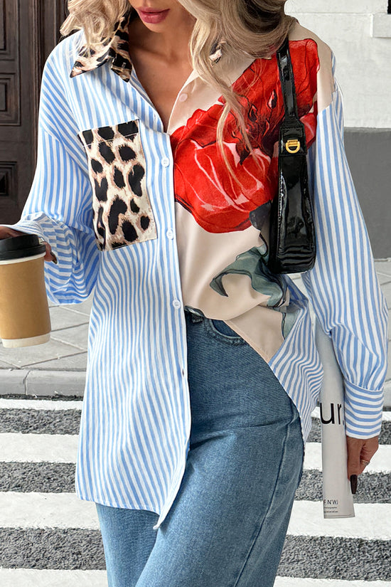 Patchwork Patterned Shirt Blouse