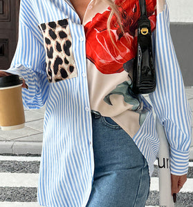 Patchwork Patterned Shirt Blouse