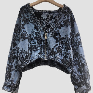 Floral Patterned Zipper Jacket