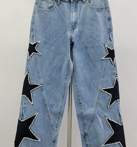 Star Embellished Straight Jeans