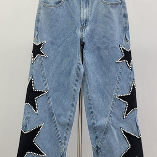 Star Embellished Straight Jeans