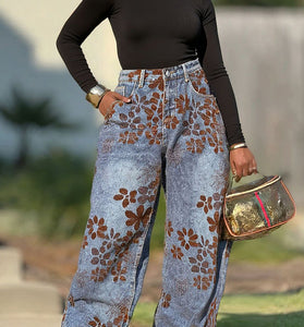 Floral Barrel Jeans
