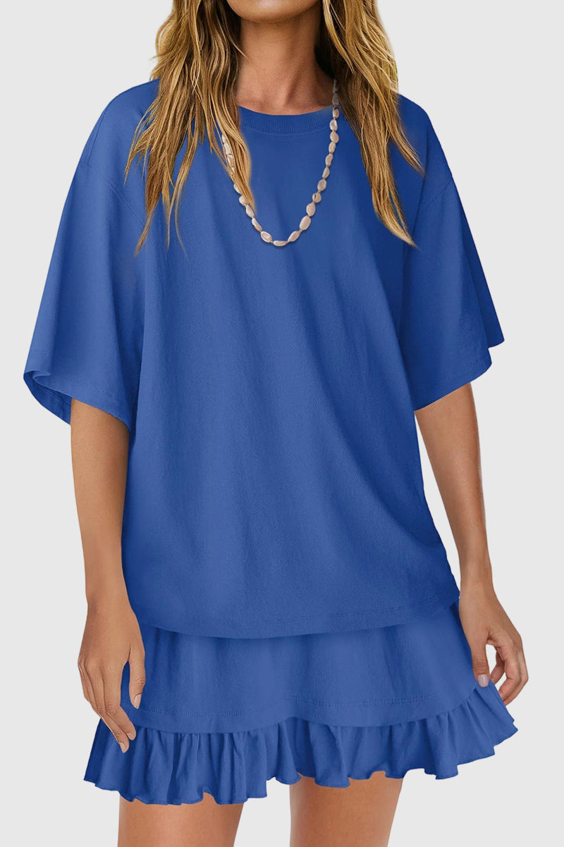 Ruffled Skirt and Loose Top Set