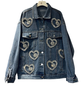 Heart Embellished Denim Jacket