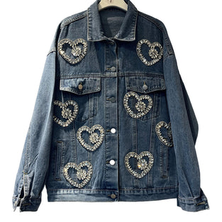 Heart Embellished Denim Jacket