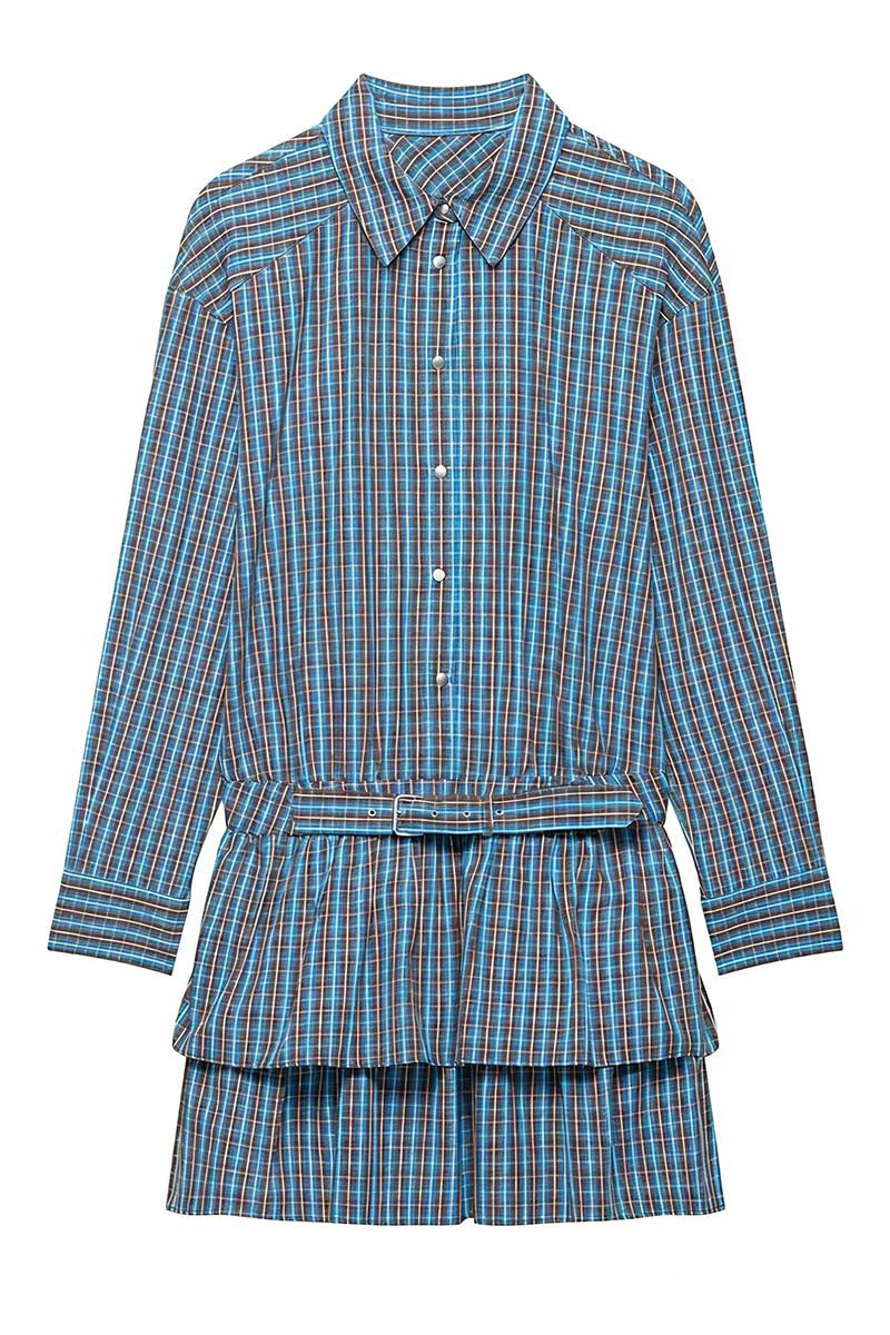 Plaid Belted Shirt Dress