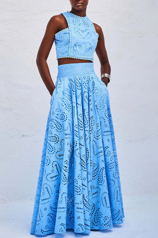 Elegant Patterned Two-Piece Skirt Set