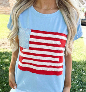 Patriotic Striped Pocket T-Shirt