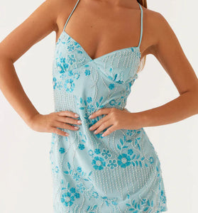 Embellished Spaghetti Strap Mini Dress