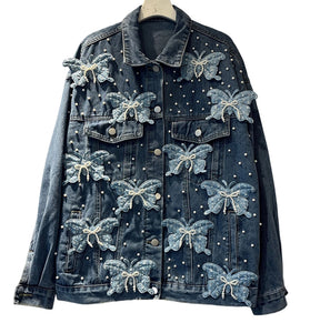 Butterfly Embellished Denim Jacket