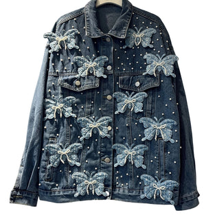 Butterfly Embellished Denim Jacket