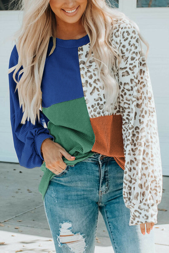 Patchwork Leopard Long Sleeve Top