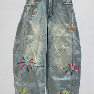 Floral Detail Barrel Jeans