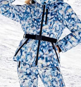 Geometric Pattern Hooded Belted Coat
