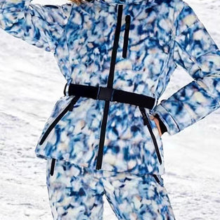 Geometric Pattern Hooded Belted Coat