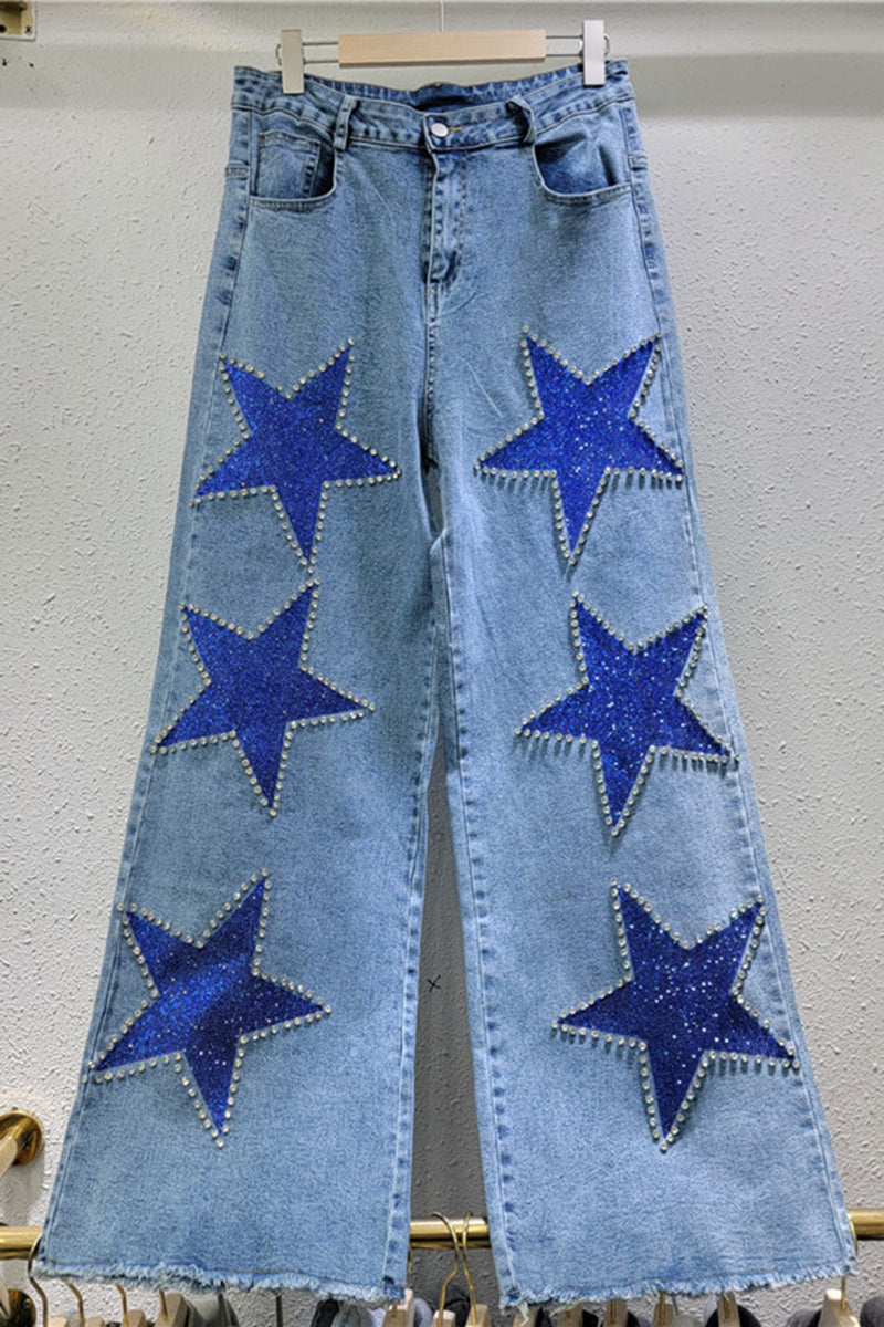 Star-Embellished Straight Jeans