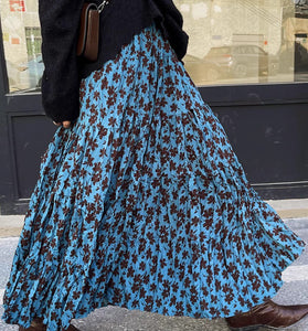 Floral Print Pleated Skirt