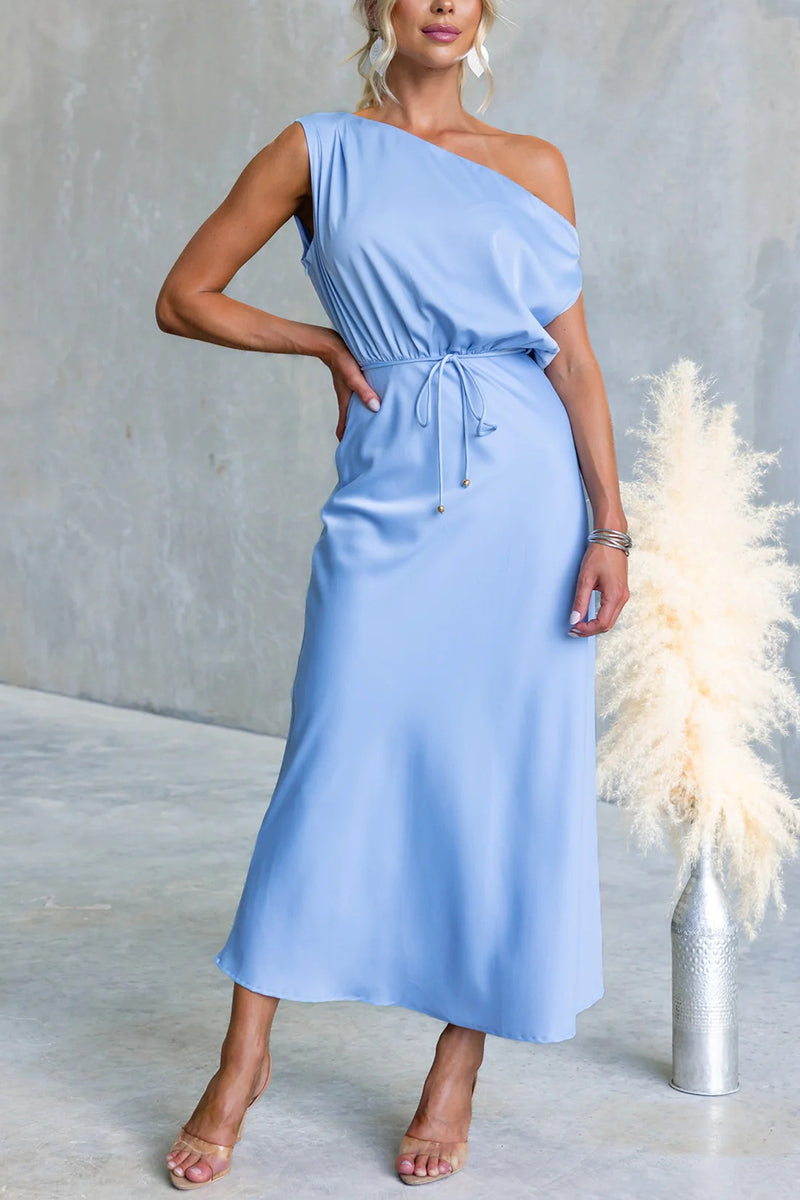 One-Shoulder Midi Casual Dress