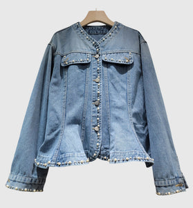 Pearl Studded Denim Jacket