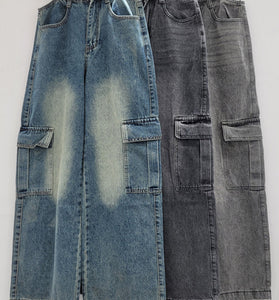 Cargo Pocket Straight Leg Denim