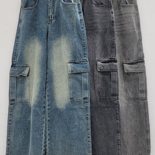 Cargo Pocket Straight Leg Denim