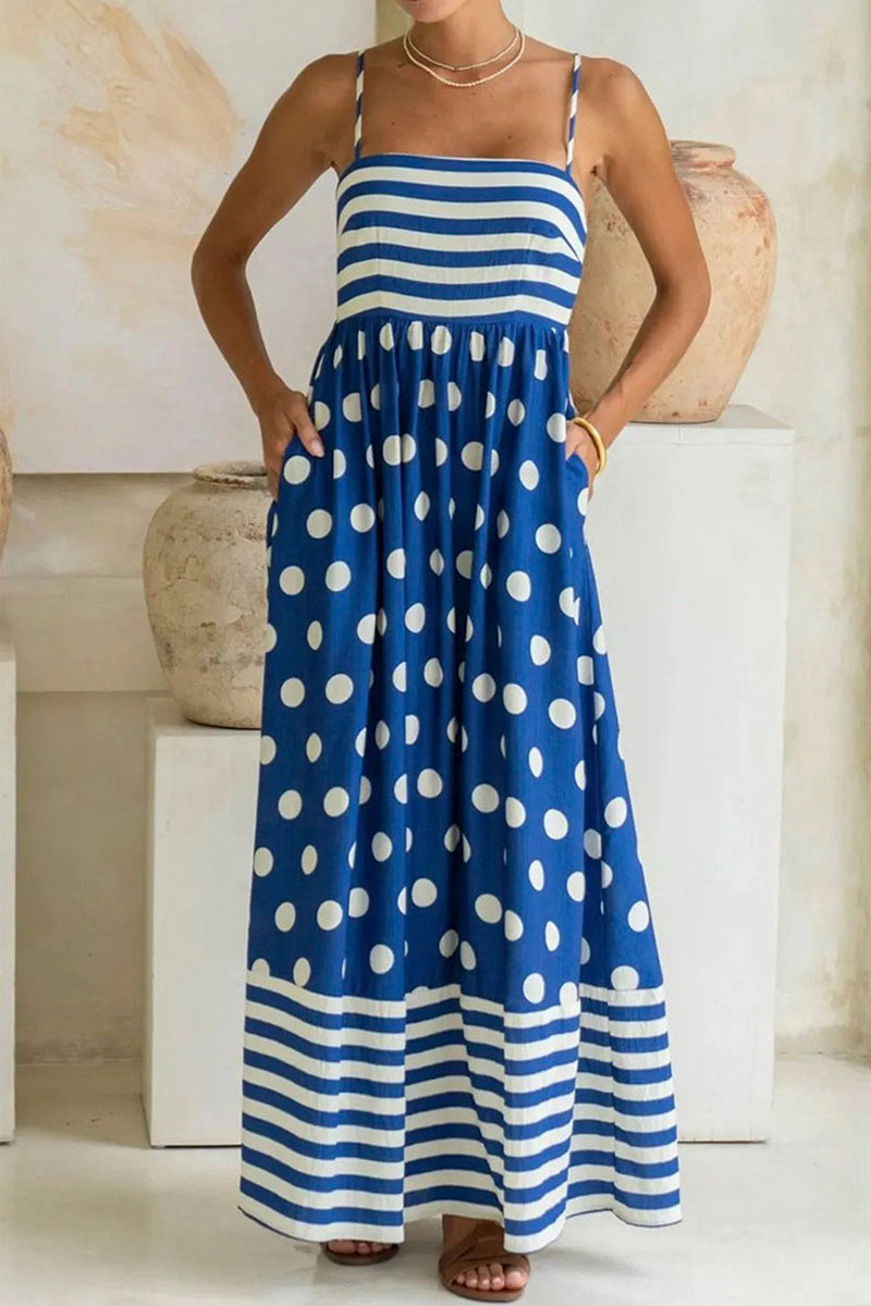 Polka Dot Stripe Maxi Dress