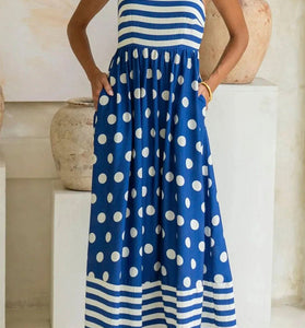 Polka Dot Stripe Maxi Dress