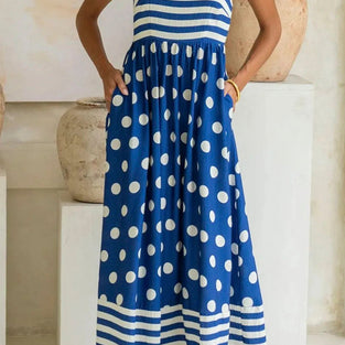 Polka Dot Stripe Maxi Dress