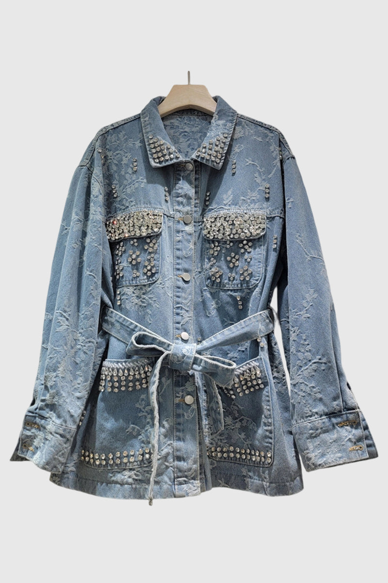 Studded Belted Denim Jacket
