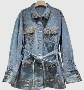 Studded Belted Denim Jacket