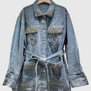Studded Belted Denim Jacket