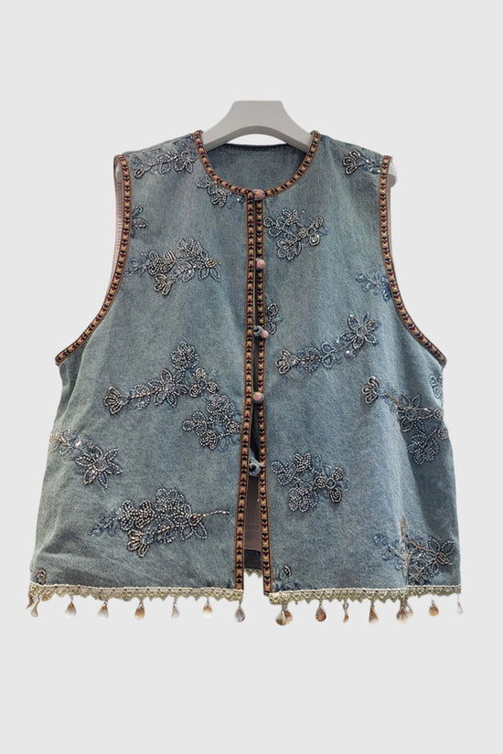 Embellished Button-Front Vest
