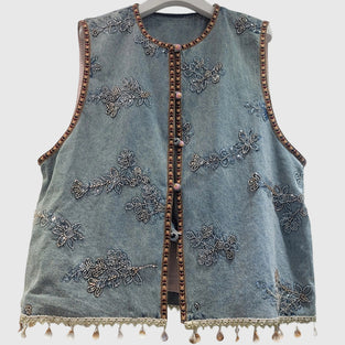 Embellished Button-Front Vest