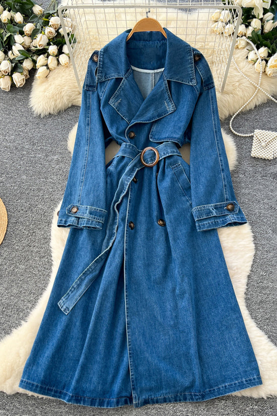 Belted Denim Trench Dress