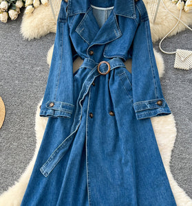 Belted Denim Trench Dress