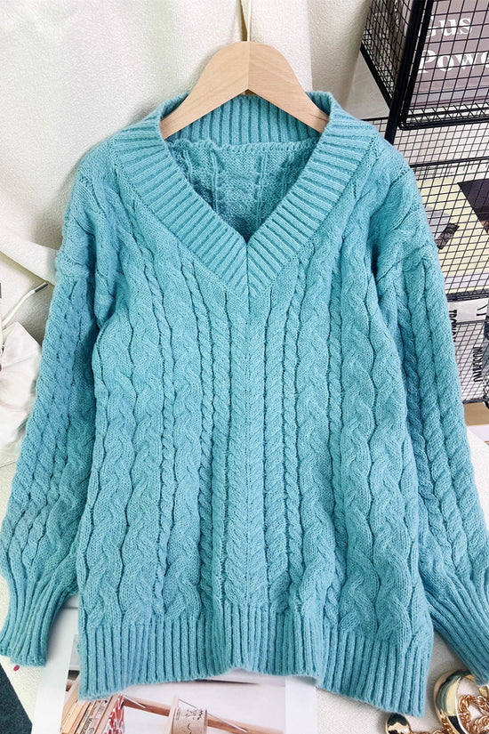 Cable Knit V-Neck Sweater