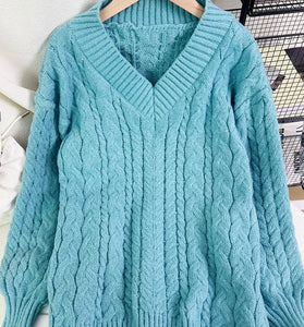 Cable Knit V-Neck Sweater