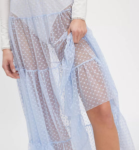 Sheer Layered Midi Skirt