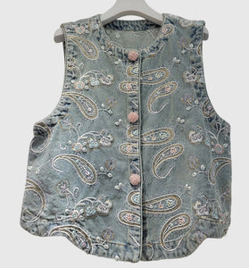 Floral Paisley Button-Up Vest