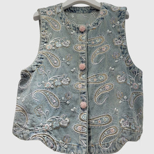 Floral Paisley Button-Up Vest