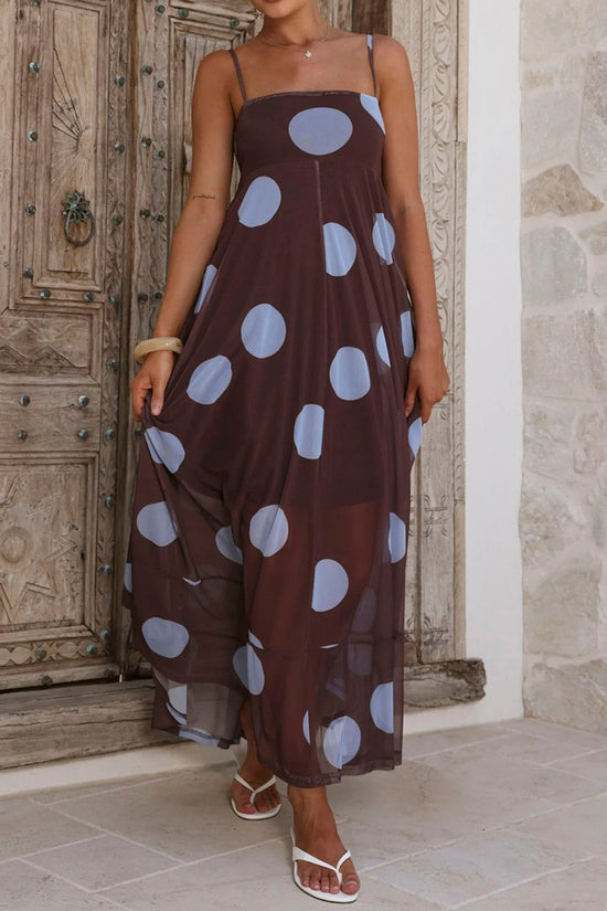 Polka Dot Sleeveless Maxi Dress